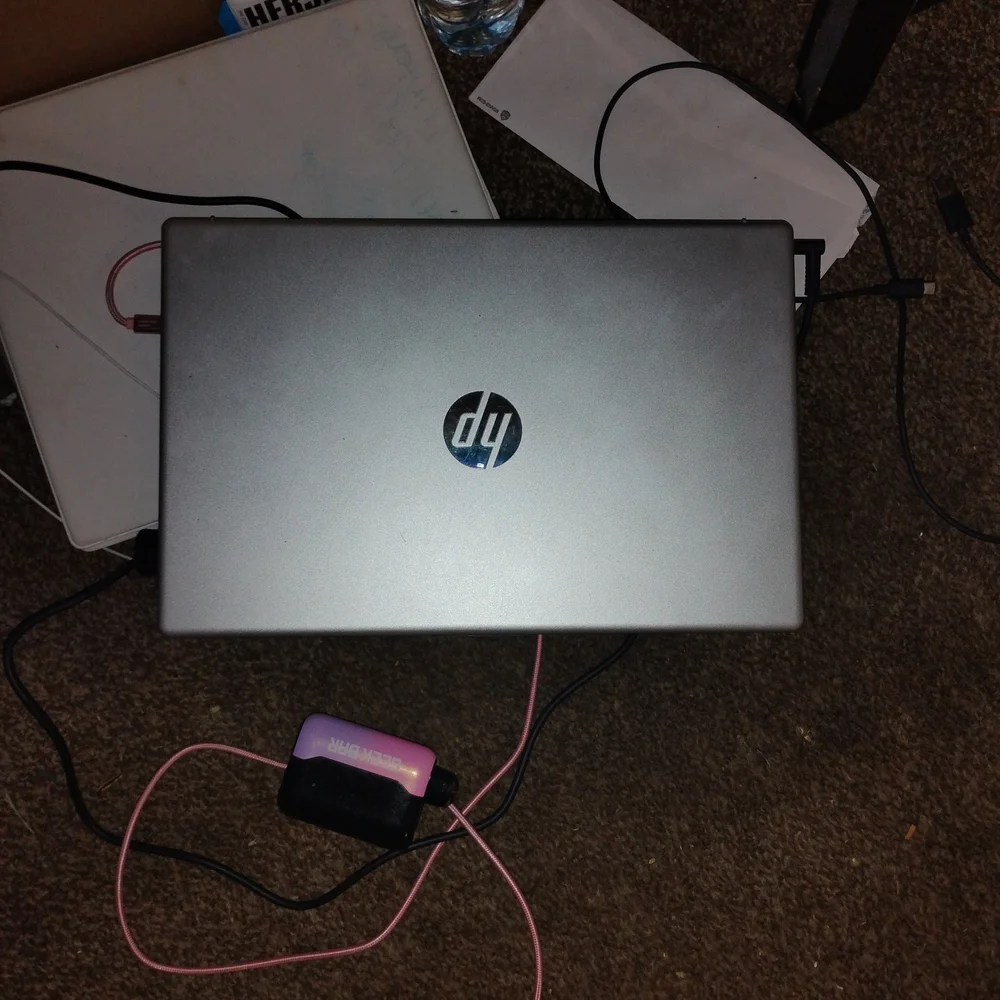 HP Silver Laptop with Black Emblem